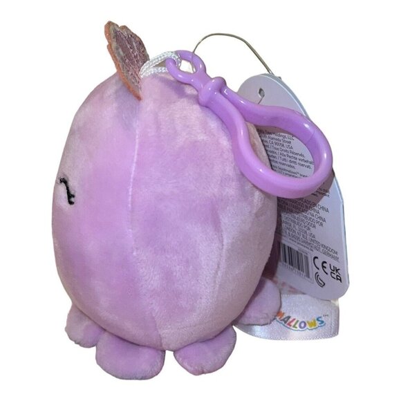 NWT Squishmallows VIOLET the OCTOPUS Clip On Keychain 3.5" INCH Kellytoy Sealife - Picture 2 of 4
